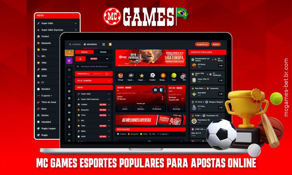 A MC Games oferece aos jogadores brasileiros apostas em futebol, basquete e tênis, além de mais de 50 mercados para cada esporte